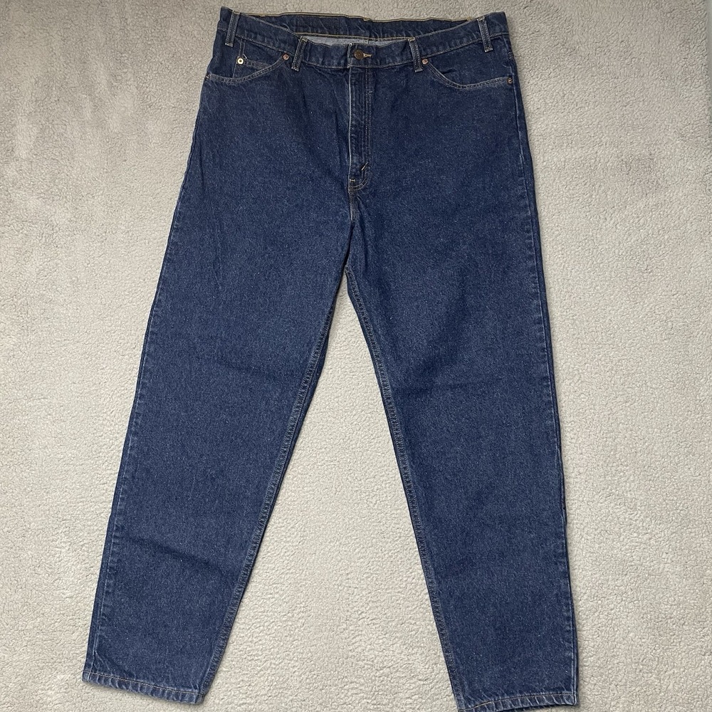 Vintage 90s Levi's 550 Jeans Mens 42x32 Relaxed Tapered Blue Denim Orange Tab